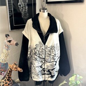 Fuzzy Black and White Sweater